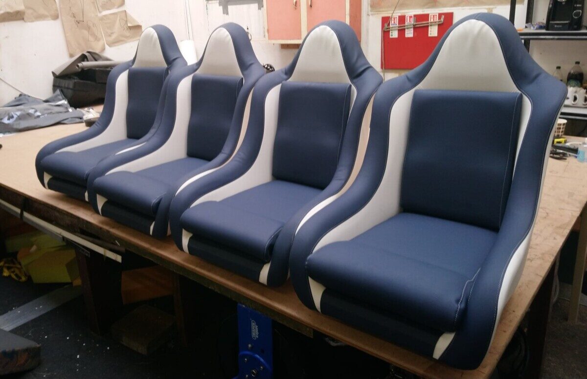 Boat interior reupholstered by 1st Class Covers